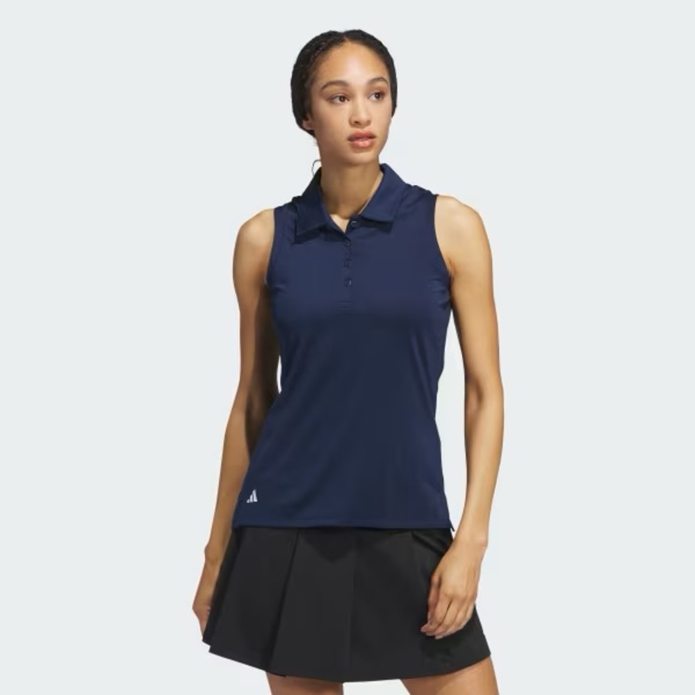 Adidas Ultimate365 Solid Sleeveless Polo Shirt in Navy